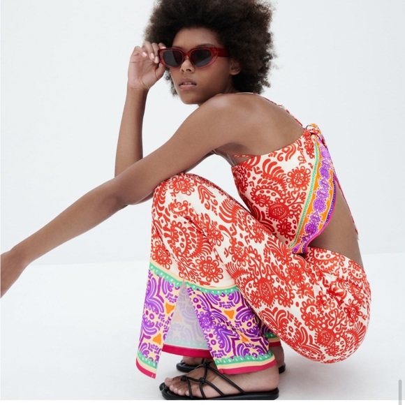Zara | Tops | Zara Printed Scarf Top | Poshmark